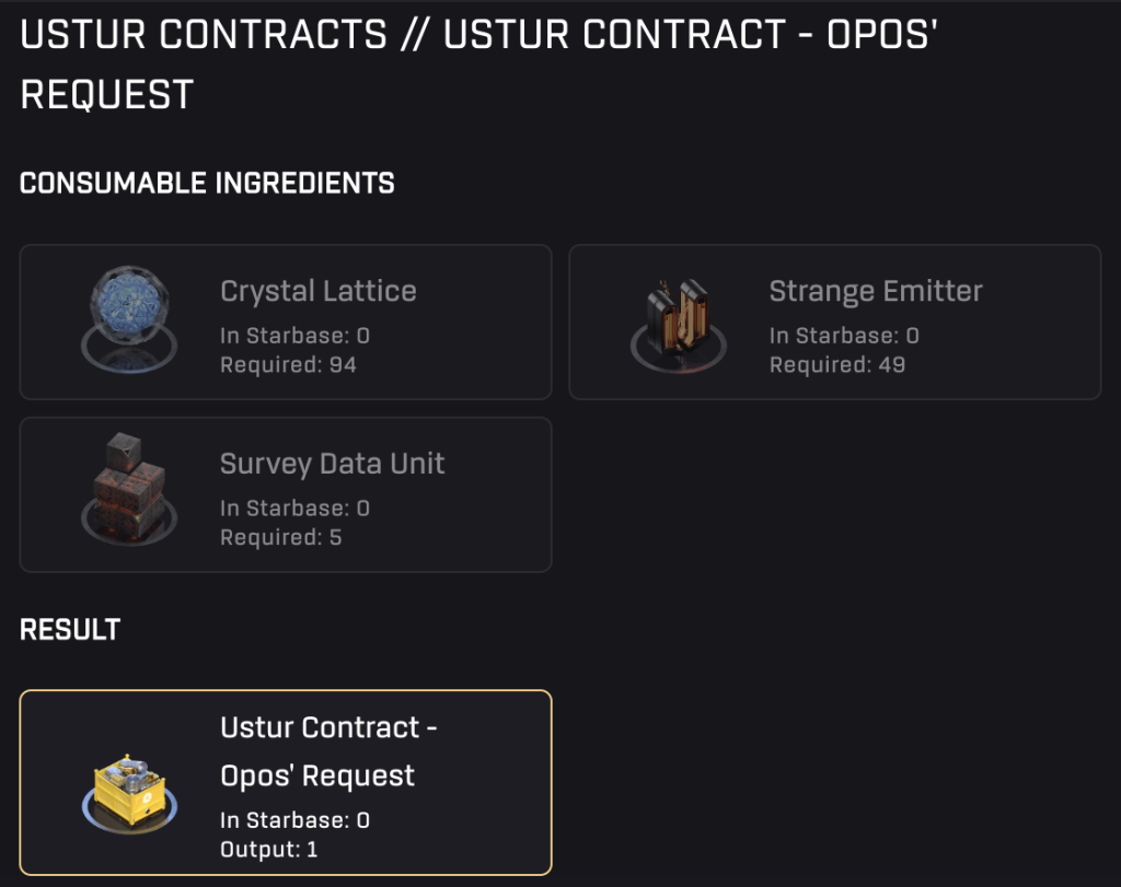 Star Atlas - Ustur Contract - Opos’ Request