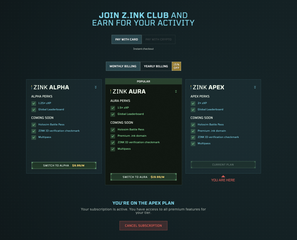 z.ink Subscriptions
