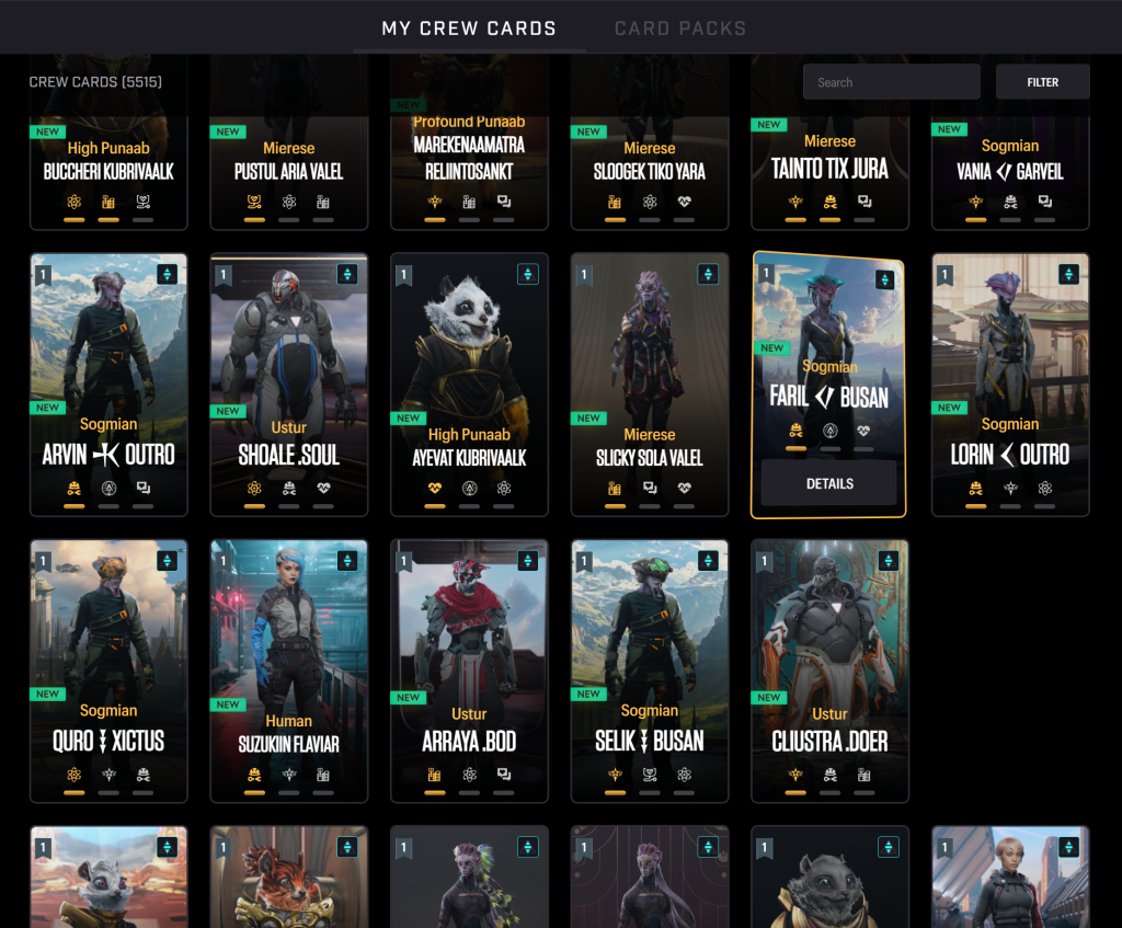 Star Atlas – My Crew Cards UI