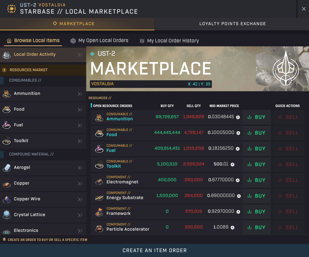 SAGE - Starbased - Local Markets: Start screen