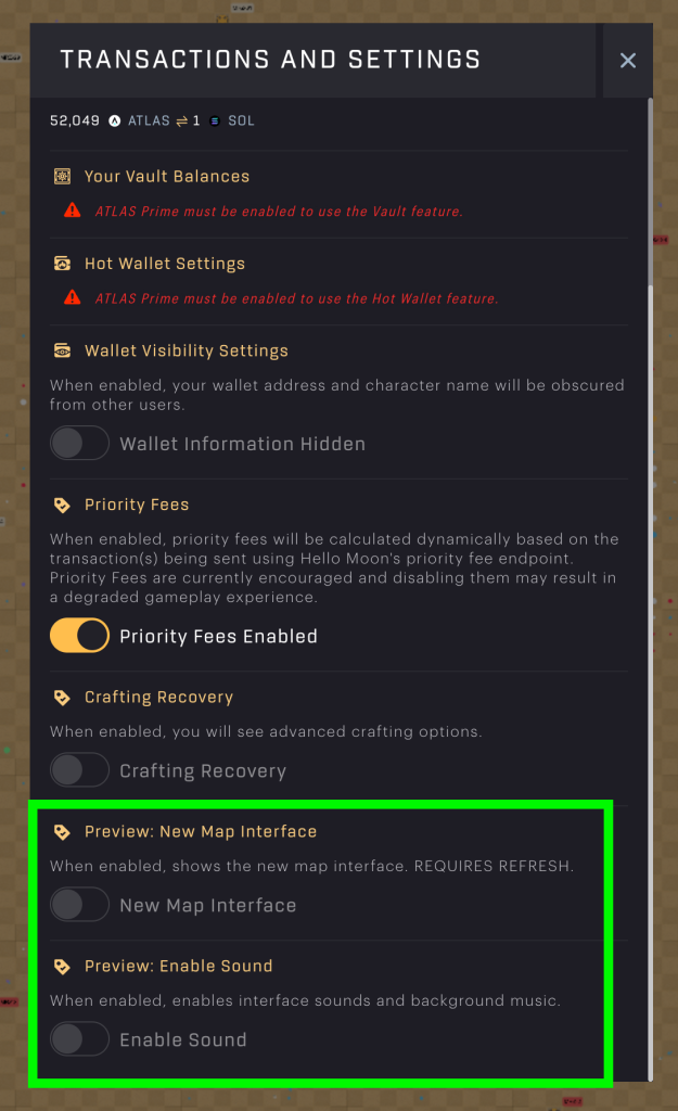 SAGE Labs – Settings – Preview: New Map Interface