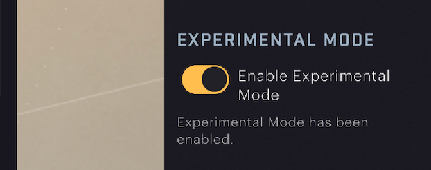 SAGE Labs - Experimental Mode toggle