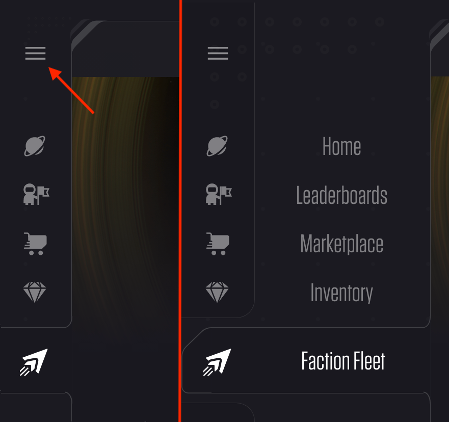 Left: Collapsed menu / Right: Expanded menu