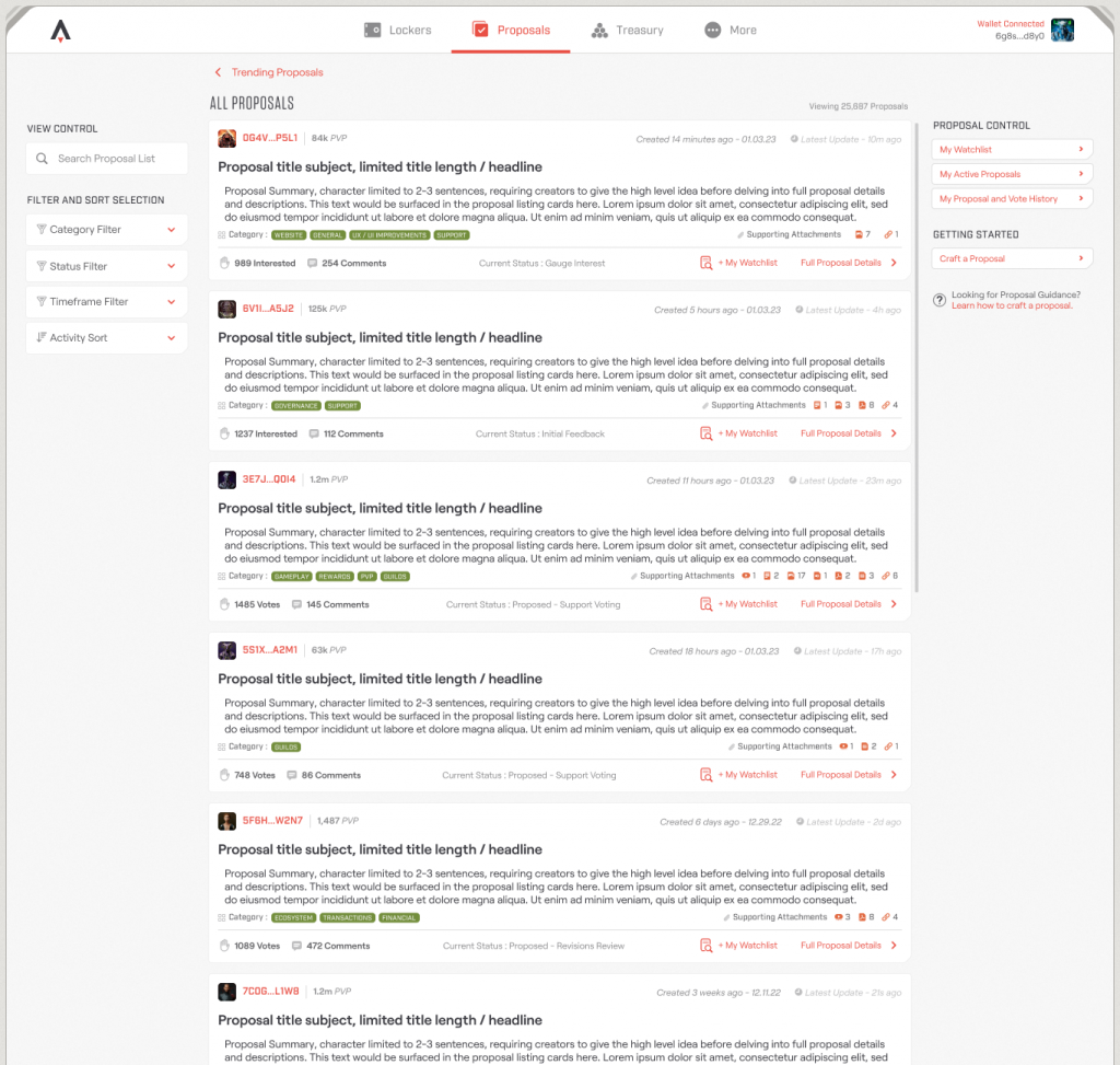 DAO Proposals Landingpage